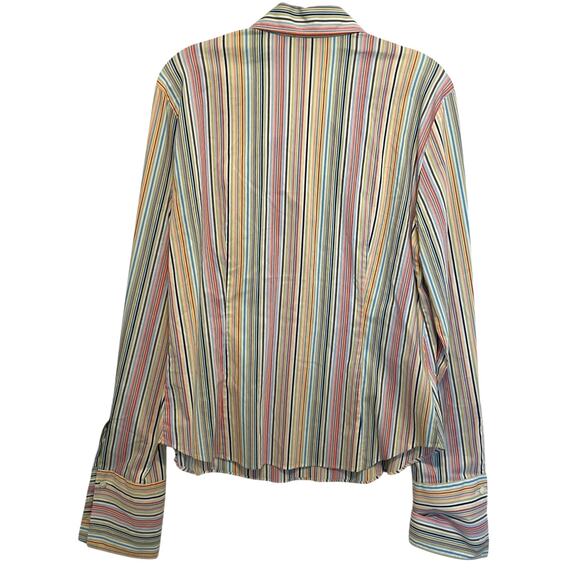 Lafayette 148 Striped Button Top Womens XL Multicolor Cotton Casual Preppy Shirt - Picture 3 of 7